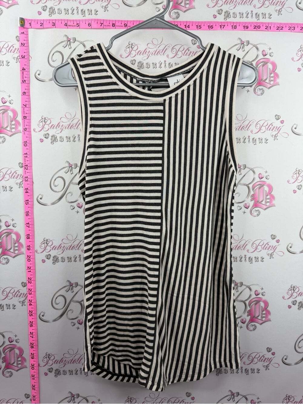 CAbi tank top Black & White Mixed Stripe Sleeveless Tank